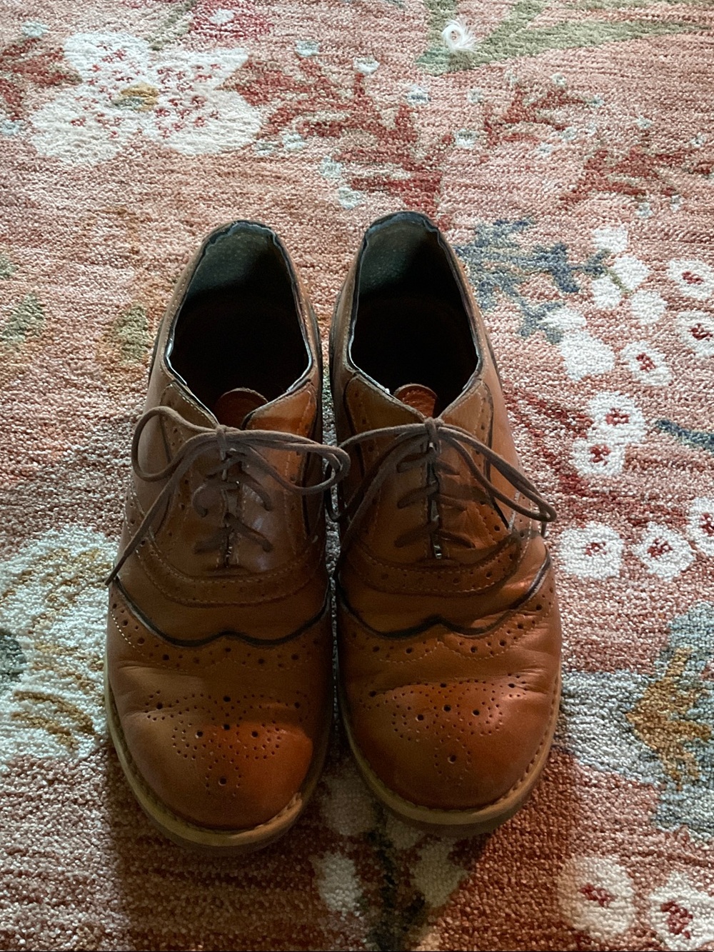 Women’s Tan Leather Wingtip Brogue sz 37